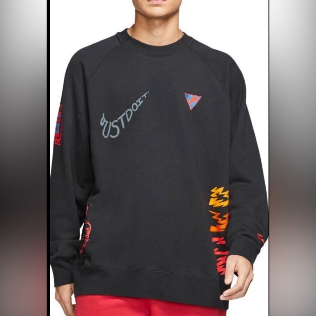 Nike Men’s Blacks Graffiti Sweatshirt Sz L , Decals On Front, Back And Sleeves